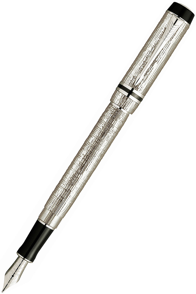 Перьевая ручка Parker Duofold F104 Presidential International Sterling Silver Esparto (S0691340)