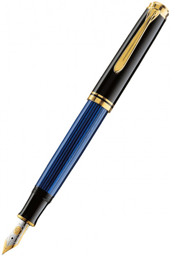 Перьевая ручка Pelikan Souveran M400 Black Blue GT, M - фото №1