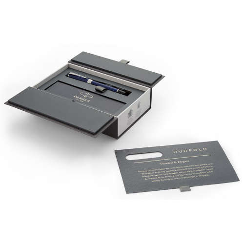 Ручка-роллер Parker Duofold Classic 2017 Blue & Black CT - фото №5