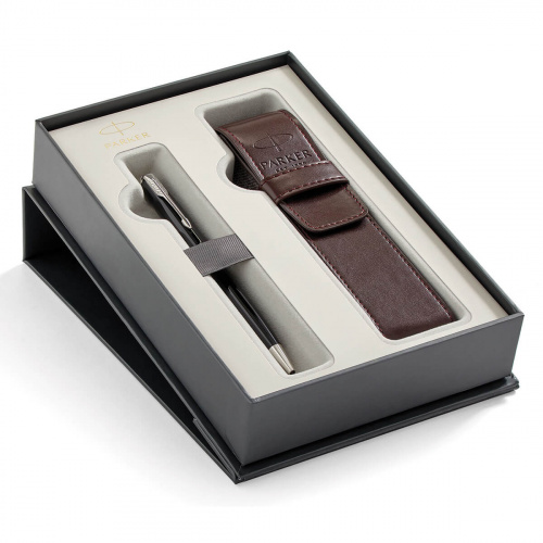 Подарочный набор: шариковая ручка Parker Sonnet Laque Black СT и чехол для ручки - фото №1